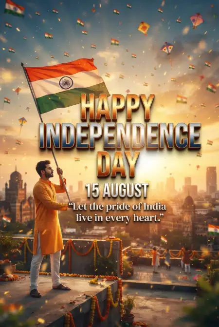 15 August Wishes 2026 Tricolor Background - Free Indian Independence Day Wishes 2026 Download