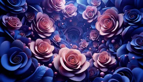 3d blue rose flower background