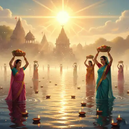 Free 3d Hd Chhath Puja Background For Festive Celebration Design Background Download