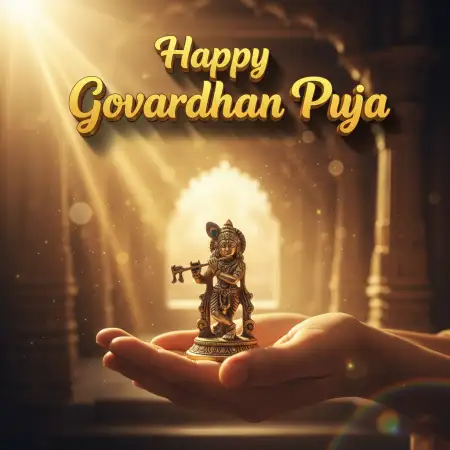 A Young Boy Offering Butter To Krishna Idol - Free Happy Govardhan Puja 2025 Download