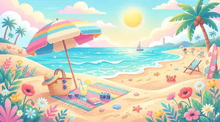 Aesthetic Summer Wallpaper In Kawaii Style - Free Summer Aesthetic Wallpaper Download