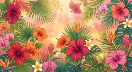 Aesthetic Summer Wallpaper With Tropical Flowers - Free Summer Aesthetic Wallpaper Download