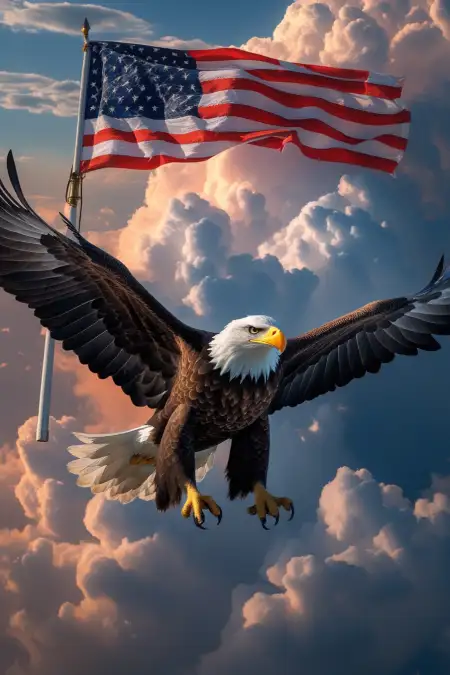 American Flag Background With Bald Eagle - Free Background Download