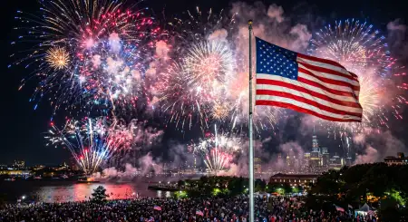 American Flag Images With Fireworks Display Patriotic Theme - Free Usa Flag Download