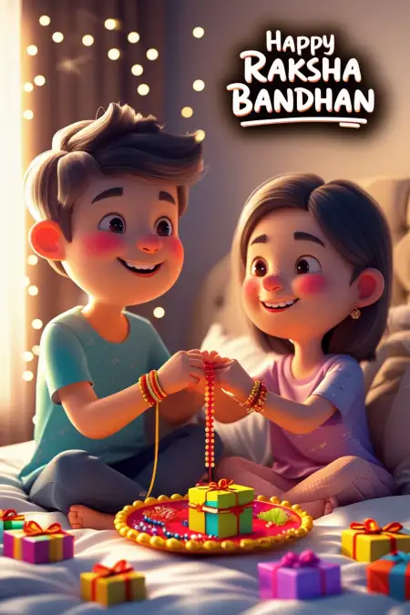 Animated Rakhi Wishes For Kids - Free Raksha Bandhan Wishes Download