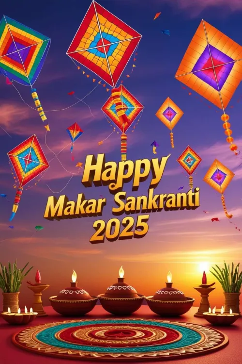 artistic happy makar sankranti 2025 wallpaper designs