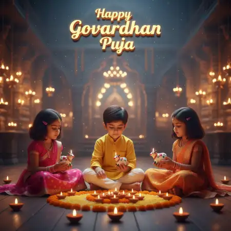 Artistic HDR Image Of Annakut With Glowing Candles - Free Happy Govardhan Puja 2025 Download