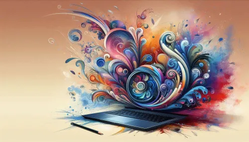 artistic illustration laptop background images for a creative touch