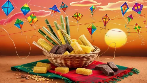 artistic makar sankranti background image for festivals