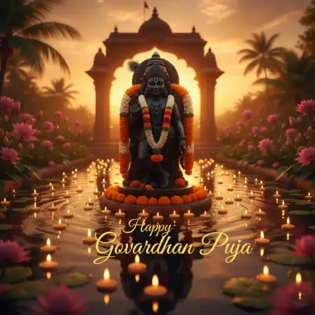 Artistic Vector Style Govardhan Puja Scene - Free Happy Govardhan Puja 2025 Download