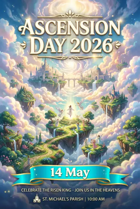 Ascension Day 2026 Cloud Heaven Poster - Free Ascension Day 2026 Wishes Download
