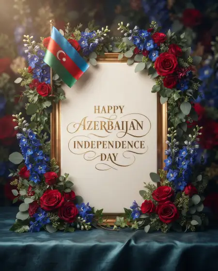azerbaijan independence day 2026 elegant floral greeting