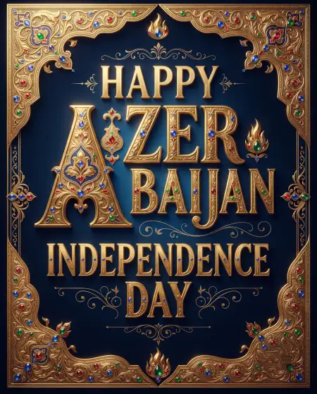 azerbaijan independence day 2026 luxury golden typography - Azerbaijan Independence Day 2026