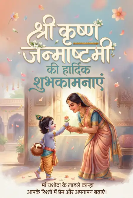 Bal Krishna Janmashtami Hindi Greeting Images - Free Shri Krishna Janmashtami Ki Hardik Shubhkamnaye In Hindi Download