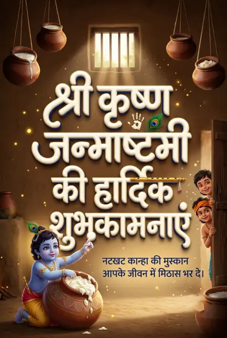 Bal Krishna Janmashtami Wishes In Hindi Images - Free Shri Krishna Janmashtami Ki Hardik Shubhkamnaye In Hindi Download