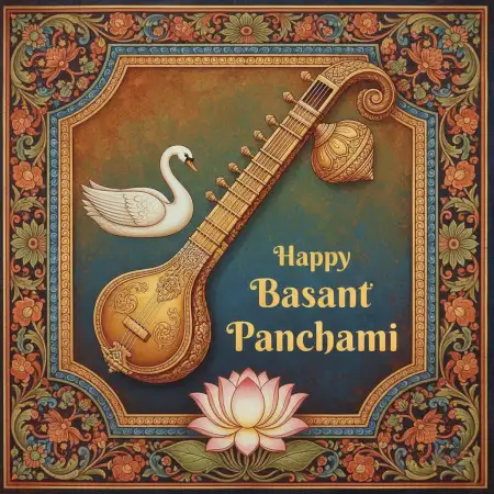 Free Basant Panchami Banner With Book And Lotus Background Download