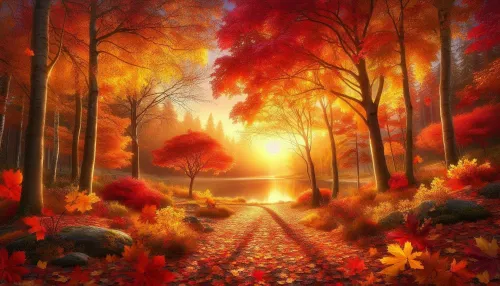 beautiful autumn forest background wallpaper