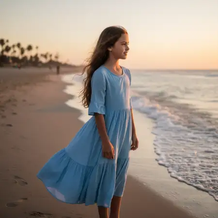 Free Beautiful Blue Outfit Girl Standing Pose Photo Background Download