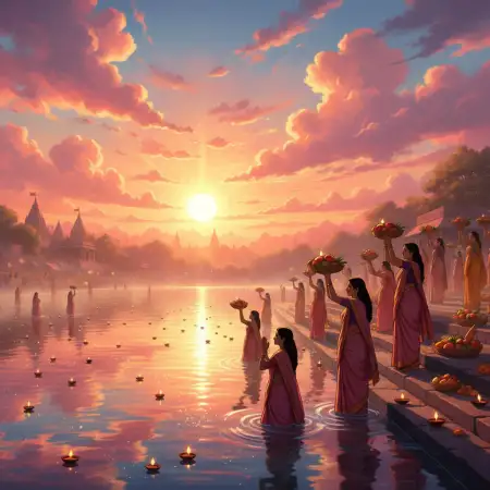 Free Beautiful Chhath Puja Background With Cultural Elements Background Download