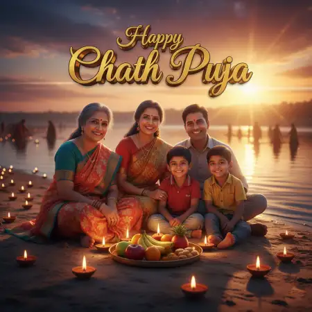 Free Beautiful Happy Chhath Puja Greetings With Floral Border Background Download