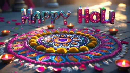 beautiful happy holi rangoli design image