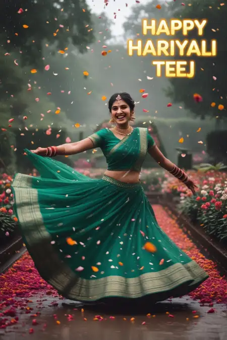 Beautiful Hariyali Teej Poster With Text - Free Happy Hariyali Teej Download