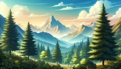 beautiful nature background with mountains and trees