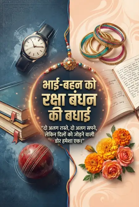 Free Beautiful Raksha Bandhan Wishes For Brother With Rakhi And Stylish Hindi Text Image Download
