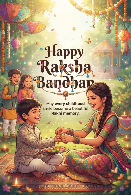Free Best Rakhi Day Messages For Kids Image Download