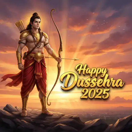 Best Wishes For Dussehra 2025 With Calligraphy Text - Free Happy Dussehra Download