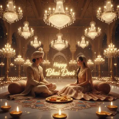 Bhai Dooj 2025 Celebration Background With Lights - Free Happy Bhai Dooj 2025 Download