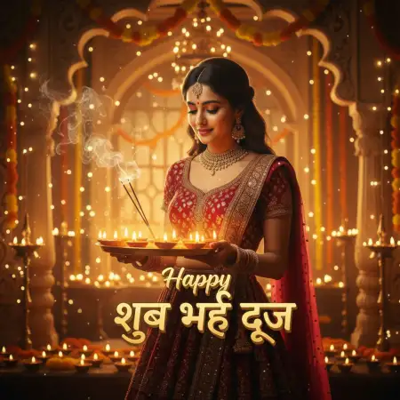 Bhai Dooj 2025 Couple Brother Sister Art - Free Happy Bhai Dooj 2025 Download