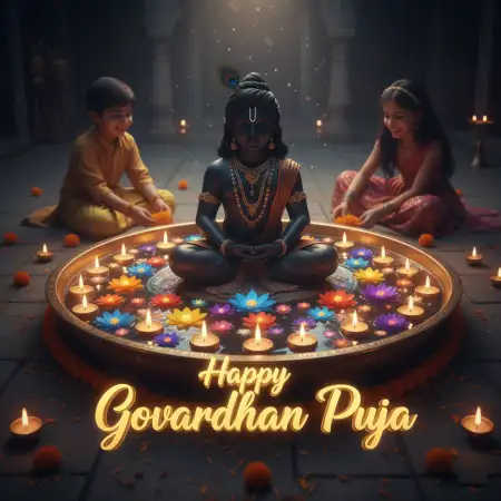 Birds Flying Over Govardhan Hill During Morning Prayers - Free Happy Govardhan Puja 2025 Download