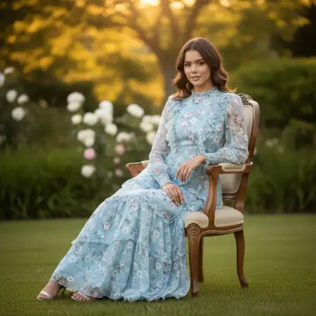 Free Blue Summer Dress Stylish Girl Photo Background Download