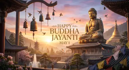 Free Buddha Jayanti 2026 Temple Illustration Background Image Download