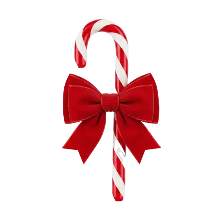 Candy Cane Png With Red Ribbon Bow - Free Candy Cane Png Download
