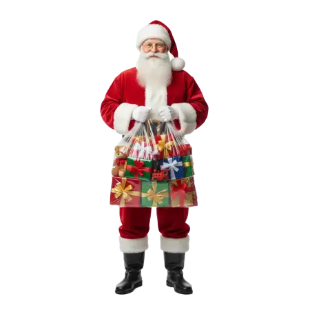 Cartoon Santa Claus With Presents Png - Free Santa Claus With Gifts Png Download