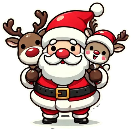 cartoon santa claus with reindeer png transparent background