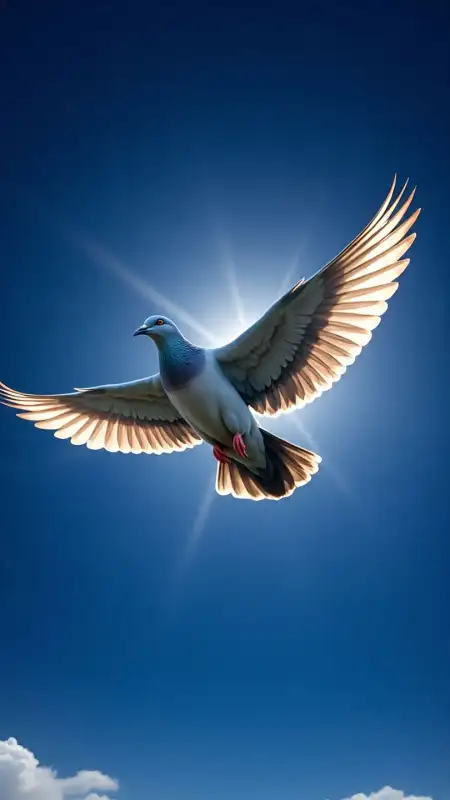 Cartoon Style White Dove Flying In Blue Sky - Free Blue Sky Download