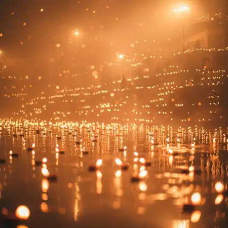 Free Chhath Puja Ghat Background With Devotees Offering Prayers Background Download