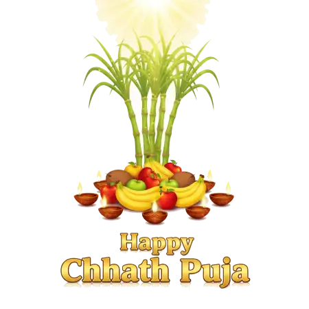 Free Chhath Puja Png With Sugarcane Decoration PNG Image Download