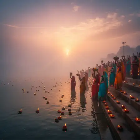 Free Chhath Puja River Ghat Background Hd Wallpaper Background Download