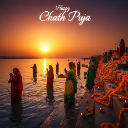 Free Chhath Puja Wishes For Bhakti Photo Design Background Download