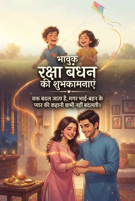 Free Childhood Memories Brother Sister Raksha Bandhan Wishes Hindi Poster Image Download