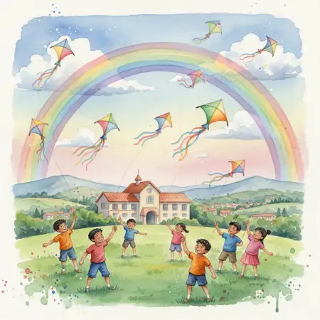 Free Childrens Day Background With Sky And Clouds Background Download