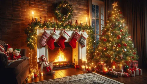 christmas background with christmas tree and gifts