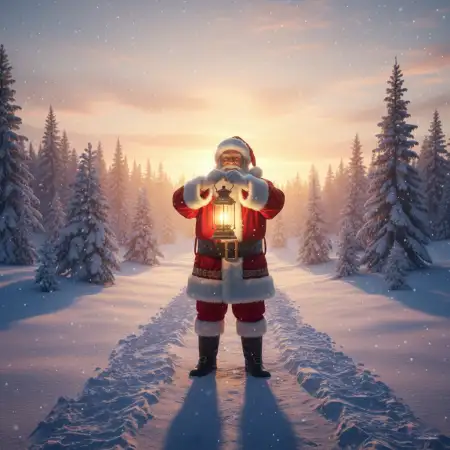 Christmas Background With Santa Claus Gold Lights - Free Christmas Background With Santa Claus Download