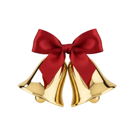 Free Christmas Bell Png With Decorative Bow PNG Image Download
