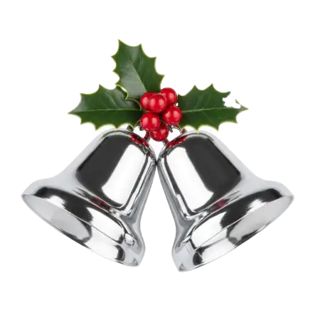 Free Christmas Bells Png With Holly Leaves PNG Image Download