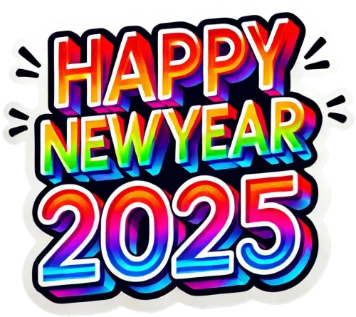 classic happy new year 2025 text png for celebrations